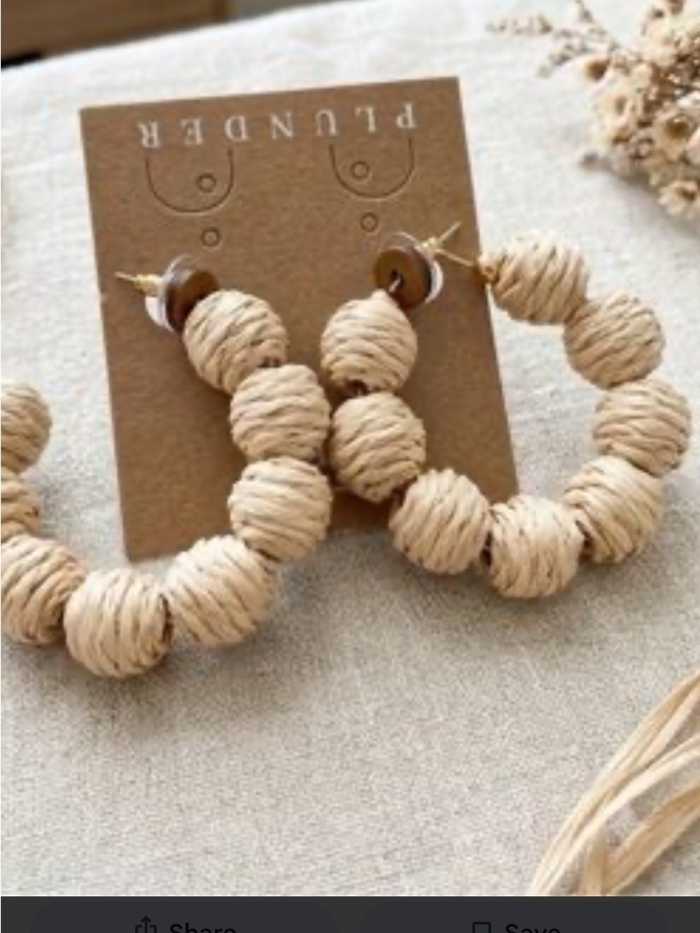 Plunder Natural Beige Woven Hoop Earrings